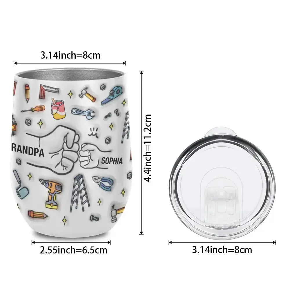 Grandkids Names on Wine Tumbler - Personalized Gift for Grandpa Duconspace