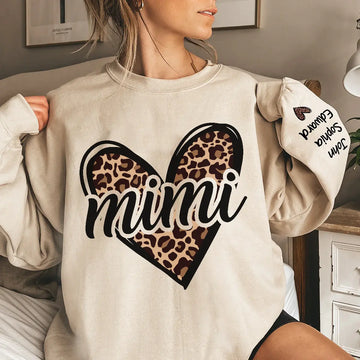 Grandma’s Love Shines in Leopard Hearts - Custom Sweatshirt & Hoodie, Perfect Gift for Grandma Dreamship