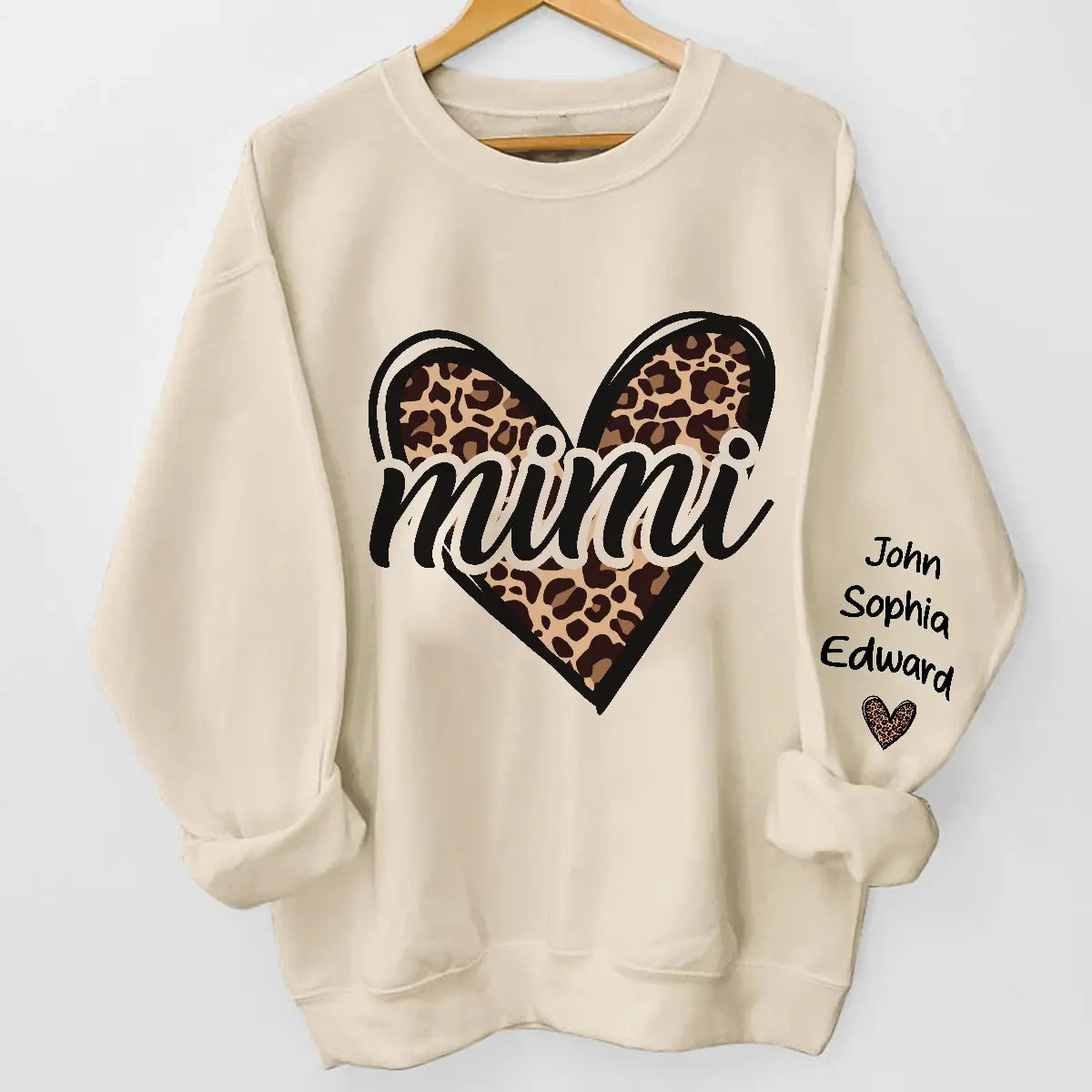 Grandma’s Love Shines in Leopard Hearts - Custom Sweatshirt & Hoodie, Perfect Gift for Grandma Dreamship