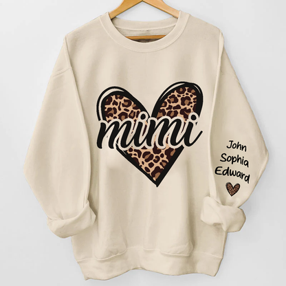 Grandma’s Love Shines in Leopard Hearts - Custom Sweatshirt & Hoodie, Perfect Gift for Grandma