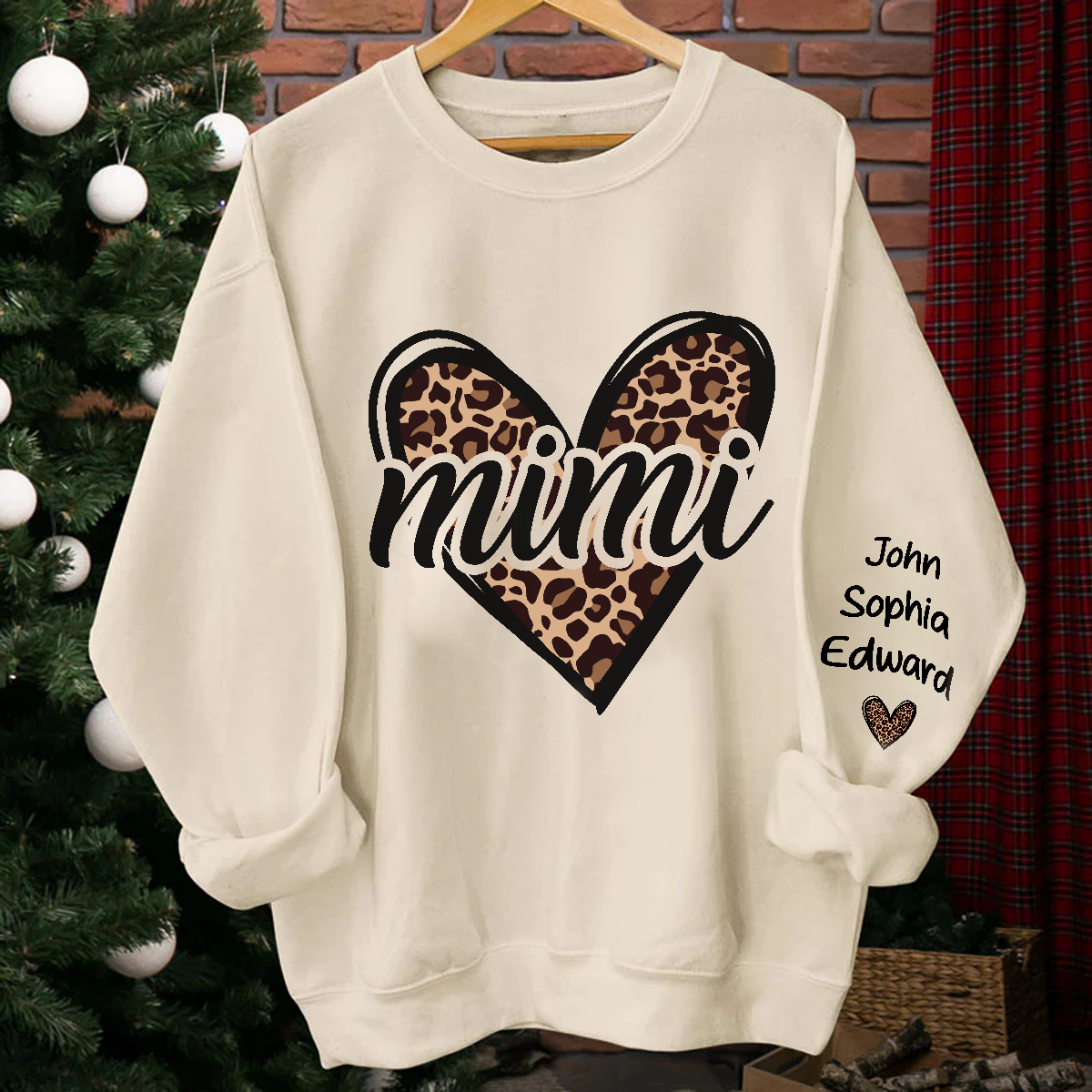 Grandma’s Love Shines in Leopard Hearts - Custom Sweatshirt & Hoodie, Perfect Gift for Grandma