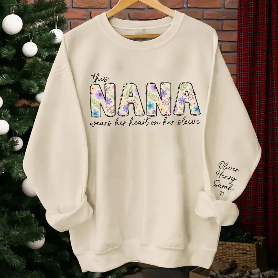 Grandma’s Love Blooms in Every Stitch - Retro Boho Floral Sweatshirt & Hoodie, Personalized Mother’s Day Gift for Nana Ducon Space