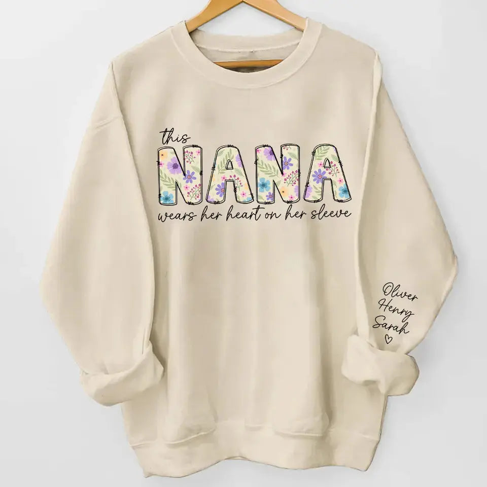 Grandma’s Love Blooms in Every Stitch - Retro Boho Floral Sweatshirt & Hoodie, Personalized Mother’s Day Gift for Nana Ducon Space