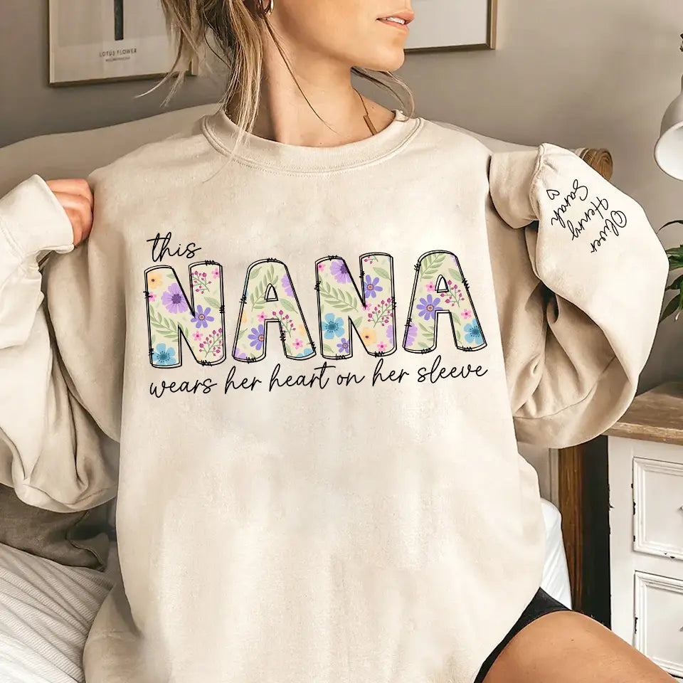 Grandma’s Love Blooms in Every Stitch - Retro Boho Floral Sweatshirt & Hoodie, Personalized Mother’s Day Gift for Nana