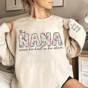Grandma’s Love Blooms in Every Stitch - Retro Boho Floral Sweatshirt & Hoodie, Personalized Mother’s Day Gift for Nana Ducon Space