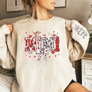 Grandma’s Love Woven in Hearts - Custom Sweatshirt & Hoodie with Kid Names on Sleeves, Perfect Valentine’s Gift for Grandma Dreamship