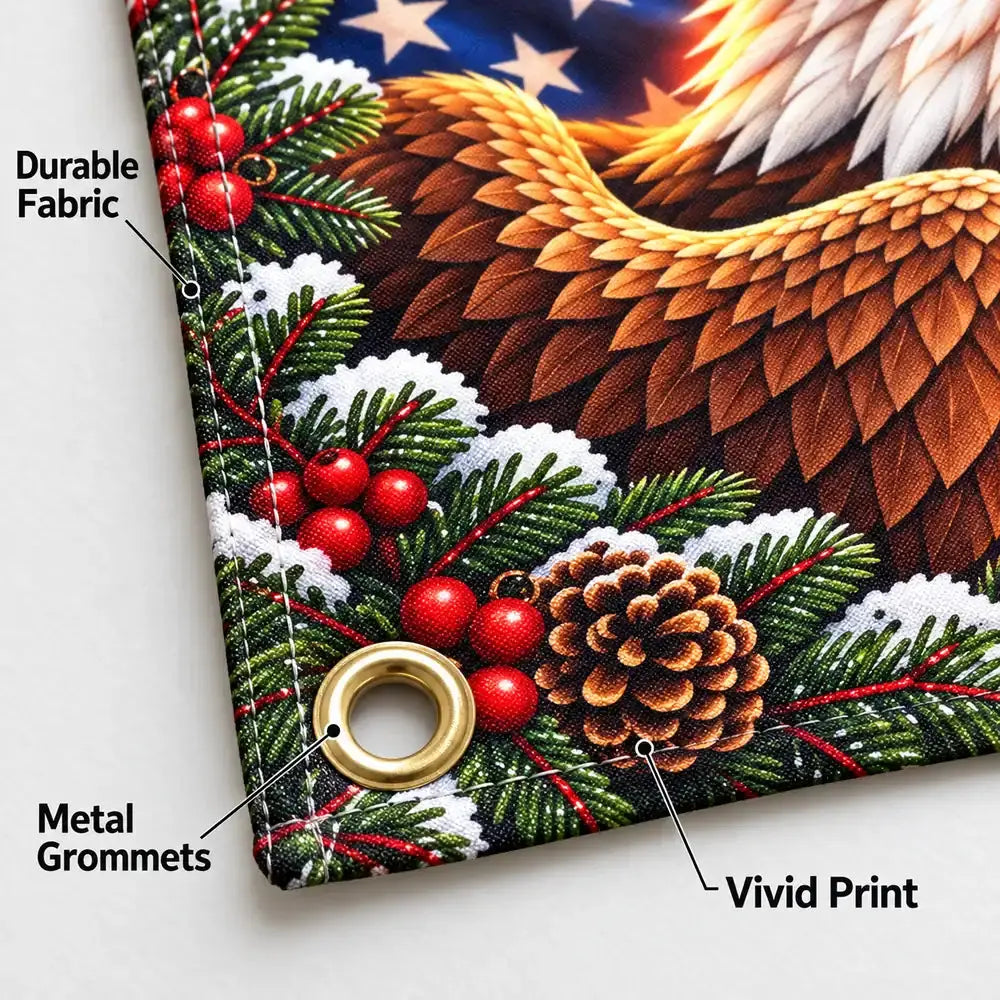 Patriotic Eagle Durable fabric banner with metal grommets detail