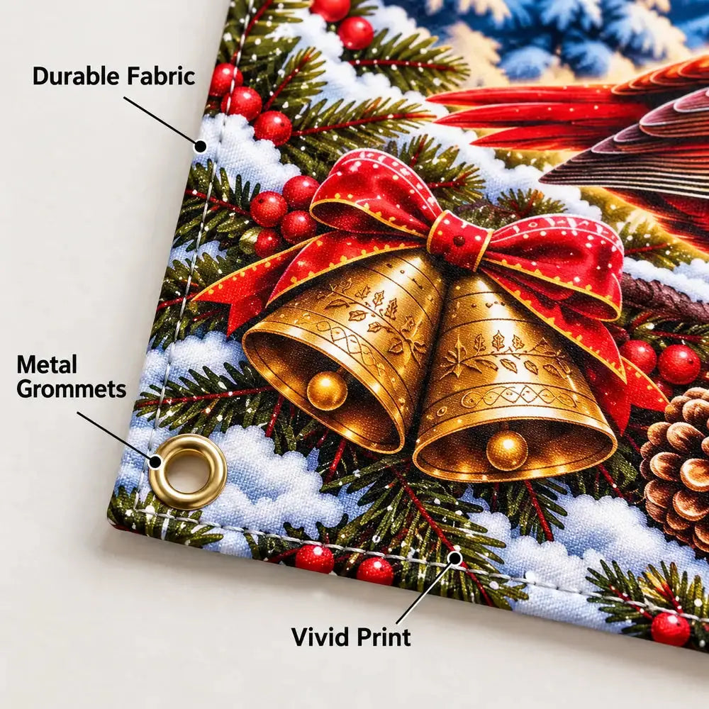 Be Still Cardinal Durable fabric banner with metal grommets detail