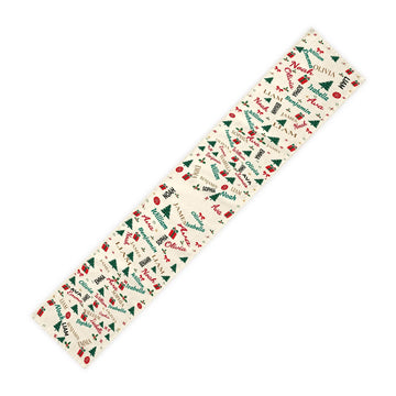 Grandkids names Christmas table runner on white background
