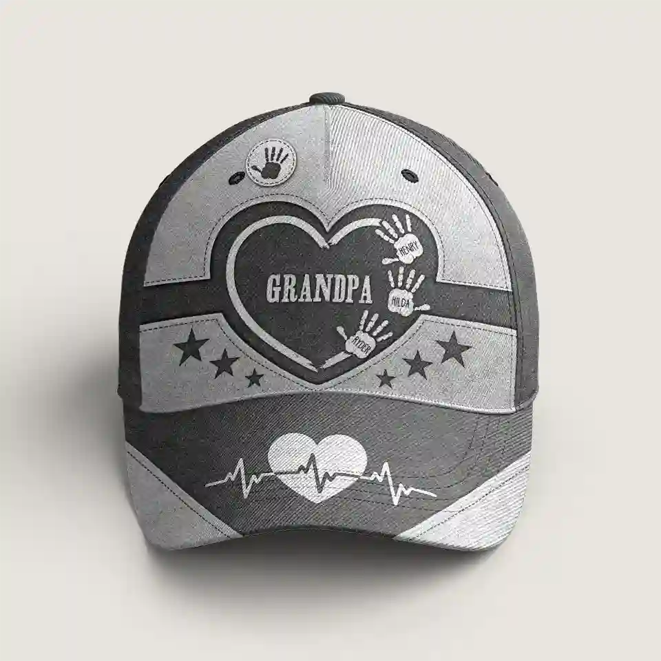 Hands Down, Best Dad & Grandpa Ever - Personalized Classic Cap with Kids' Handprints, Heartfelt Gift for Fathers & Grandfathers