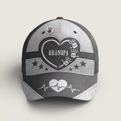 Hands Down, Best Dad & Grandpa Ever - Personalized Classic Cap with Kids' Handprints, Heartfelt Gift for Fathers & Grandfathers