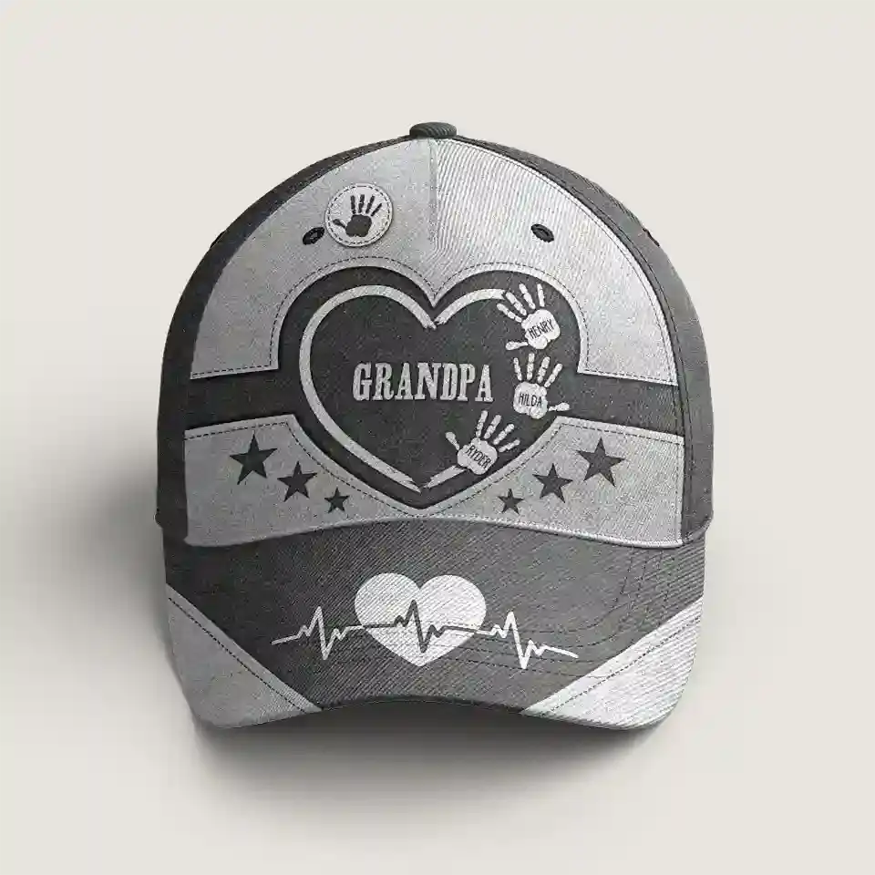 Hands Down, Best Dad & Grandpa Ever - Personalized Classic Cap with Kids' Handprints, Heartfelt Gift for Fathers & Grandfathers Ducon Space