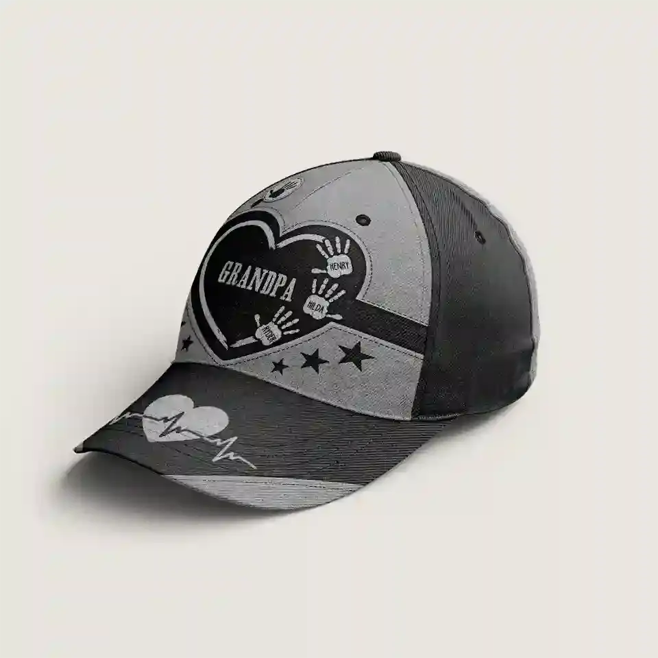 Hands Down, Best Dad & Grandpa Ever - Personalized Classic Cap with Kids' Handprints, Heartfelt Gift for Fathers & Grandfathers Ducon Space