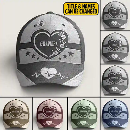 Hands Down, Best Dad & Grandpa Ever - Personalized Classic Cap with Kids' Handprints, Heartfelt Gift for Fathers & Grandfathers