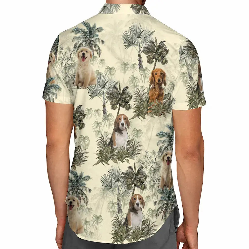 Happiness Comes in Waves with Your Pet - Custom Photo Hawaiian Aloha Shirt, Summer Vacation Gift for Pet Owners and Animal Lovers Ducon Space