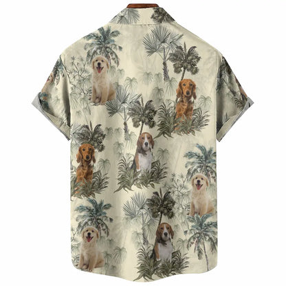 Happiness Comes in Waves with Your Pet - Custom Photo Hawaiian Aloha Shirt, Summer Vacation Gift for Pet Owners and Animal Lovers