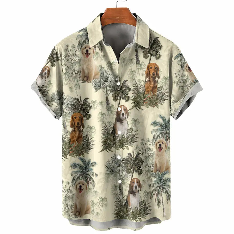 Happiness Comes in Waves with Your Pet - Custom Photo Hawaiian Aloha Shirt, Summer Vacation Gift for Pet Owners and Animal Lovers Ducon Space