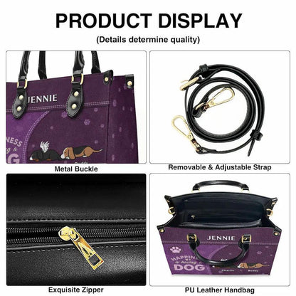 Happiness Is Having a Dog: 'Forever by My Side' Custom Leather Bag – Personalized Just for You