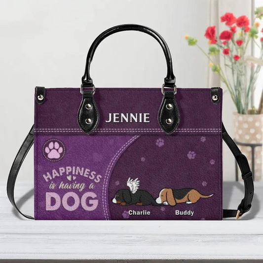 Happiness Is Having a Dog: 'Forever by My Side' Custom Leather Bag – Personalized Just for You
