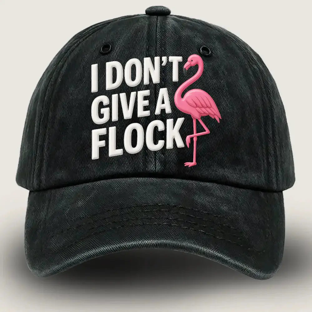 I Don't Give a Flock Cap, Flamingo Funny Denim Hat Duconspace