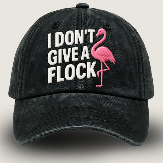 I Don't Give a Flock Cap, Flamingo Funny Denim Hat