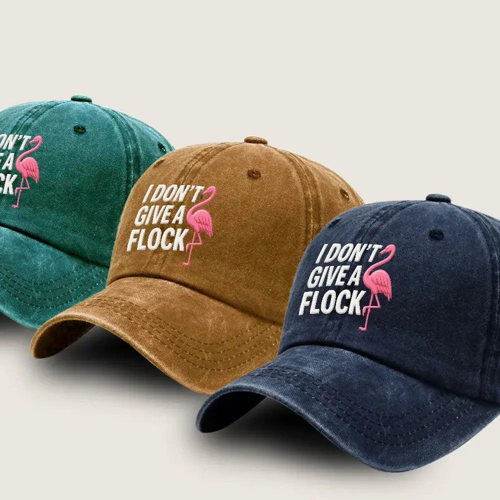 I Don't Give a Flock Cap, Flamingo Funny Denim Hat Duconspace