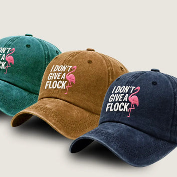 I Don't Give a Flock Cap, Flamingo Funny Denim Hat
