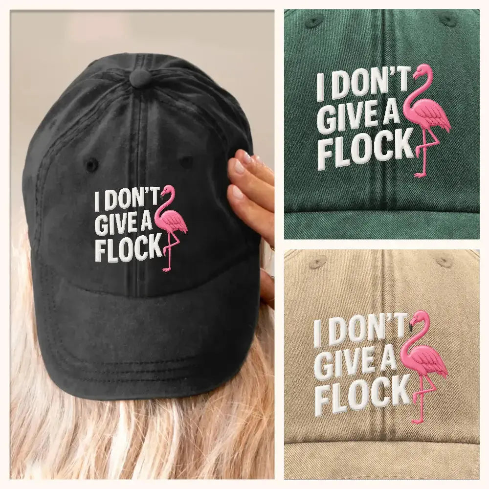 I Don't Give a Flock Cap, Flamingo Funny Denim Hat Duconspace