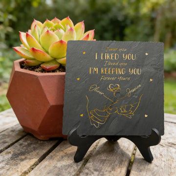 I Liked You Couple Personalized Custom Square Shaped Stone With Stand Duconspace