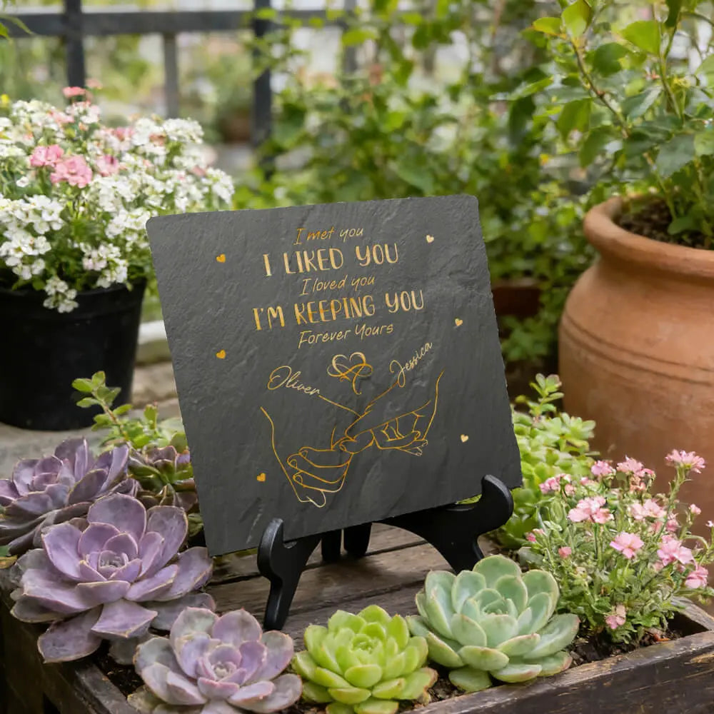 I Liked You Couple Personalized Custom Square Shaped Stone With Stand Duconspace