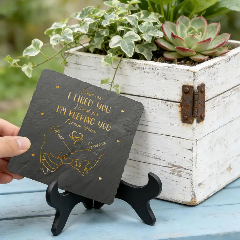 I Liked You Couple Personalized Custom Square Shaped Stone With Stand Duconspace