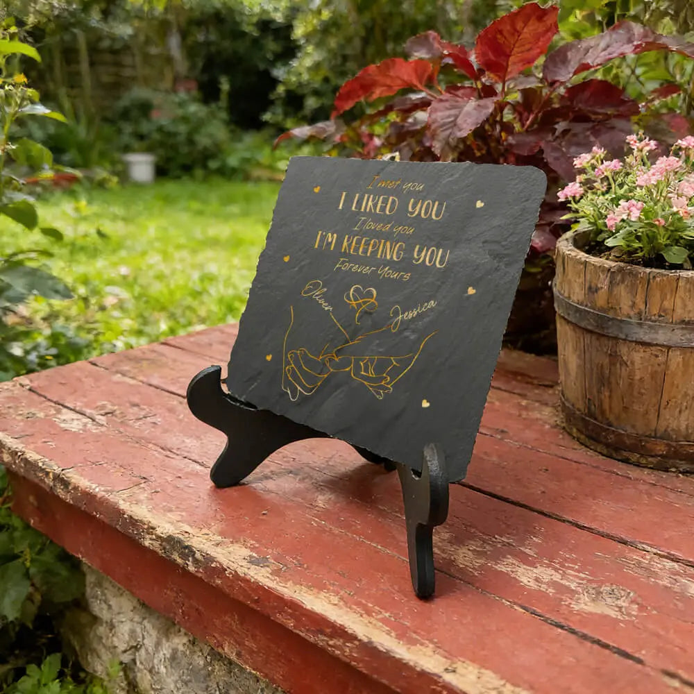 I Liked You Couple Personalized Custom Square Shaped Stone With Stand Duconspace