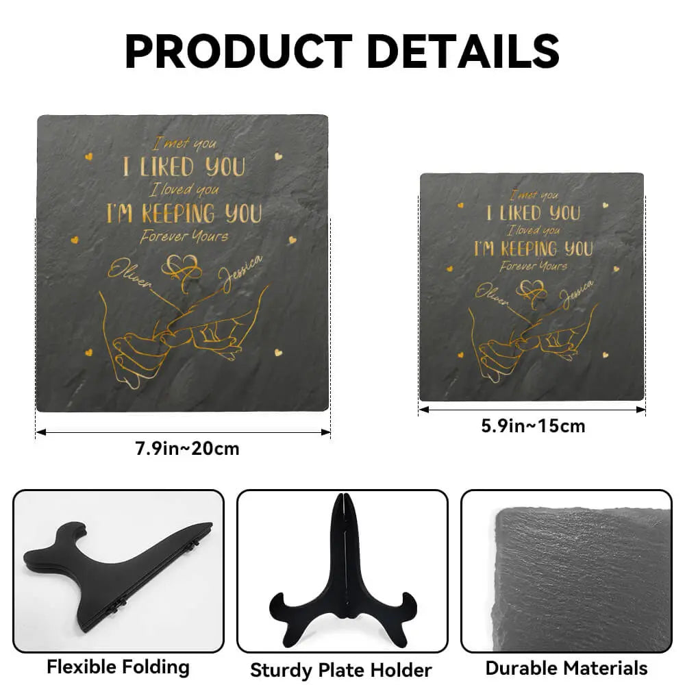 I Liked You Couple Personalized Custom Square Shaped Stone With Stand Duconspace