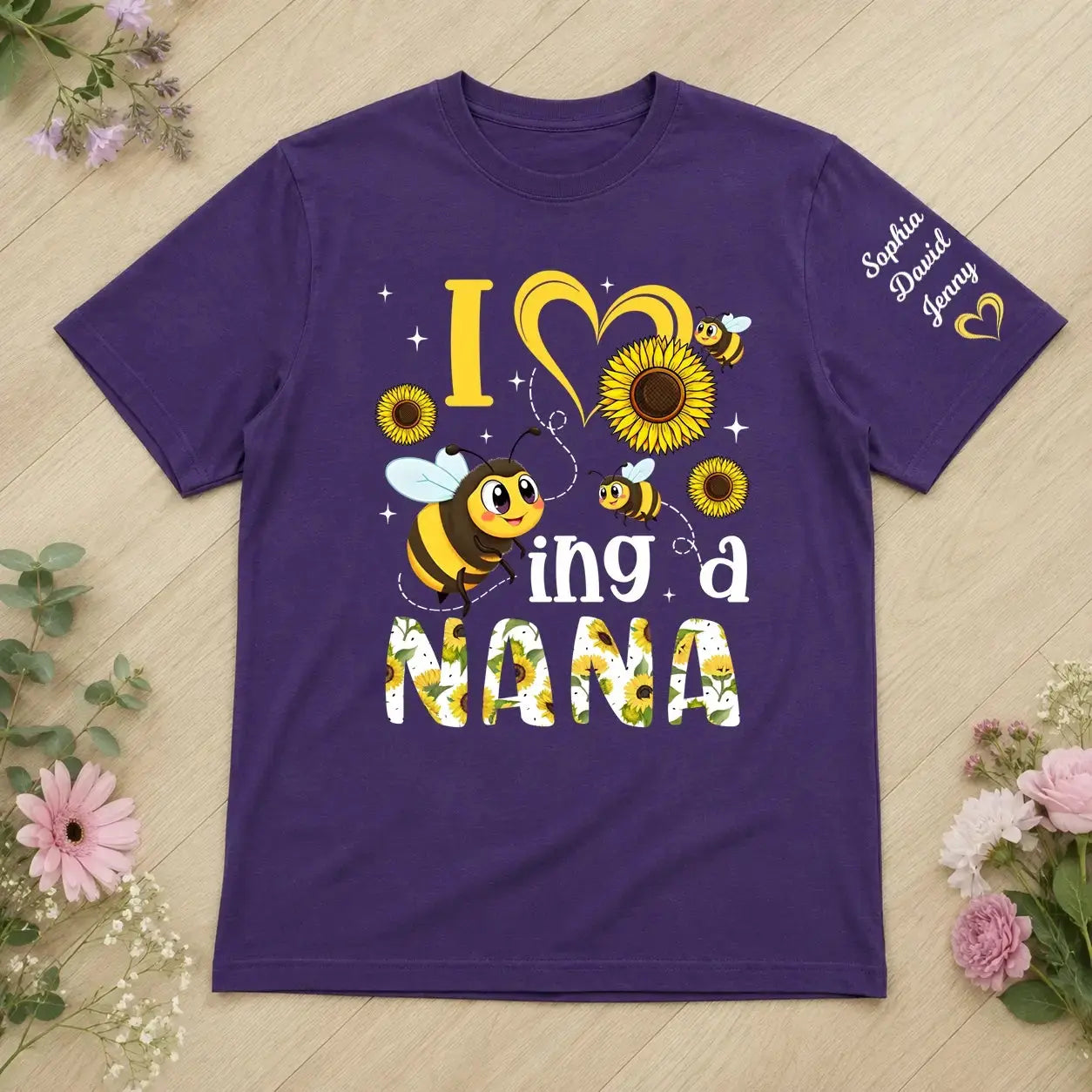I Love Being a Nana Bee Sunflower Shirt Duconspace