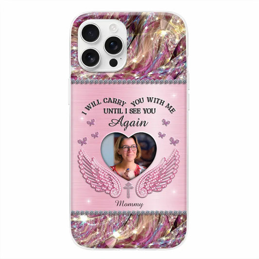 A Big Piece Of My Heart Live In Heaven - Custom Photo Clear Phone Case, Memorial Sympathy Gift for Family Members