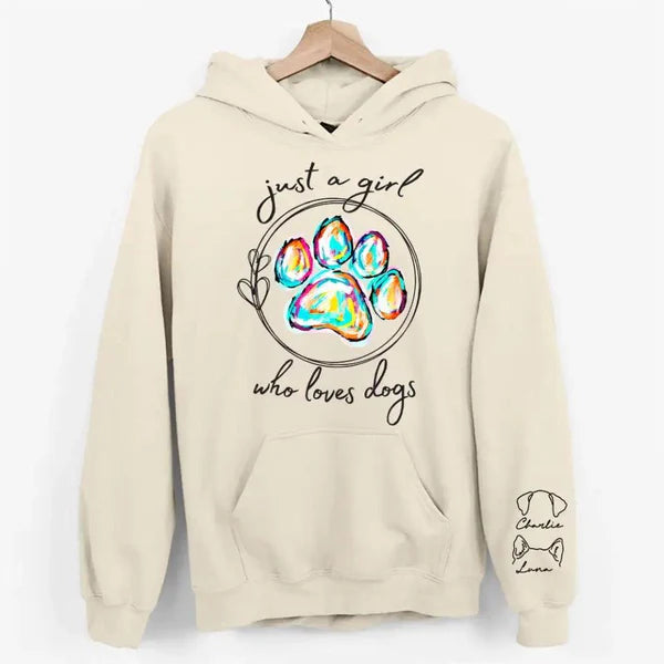 Just A Girl Who Loves Dogs - Pets Personalized Sweatshirt, Design On Sleeve