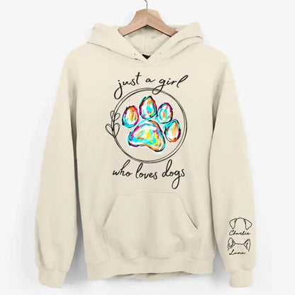 Just A Girl Who Loves Dogs - Pets Personalized Sweatshirt, Design On Sleeve