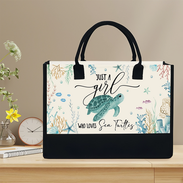 Just A Girl Who Loves Sea Turtles - Canvas Tote Bag – Gift For Ocean Lovers, Turtle Fans, Girls