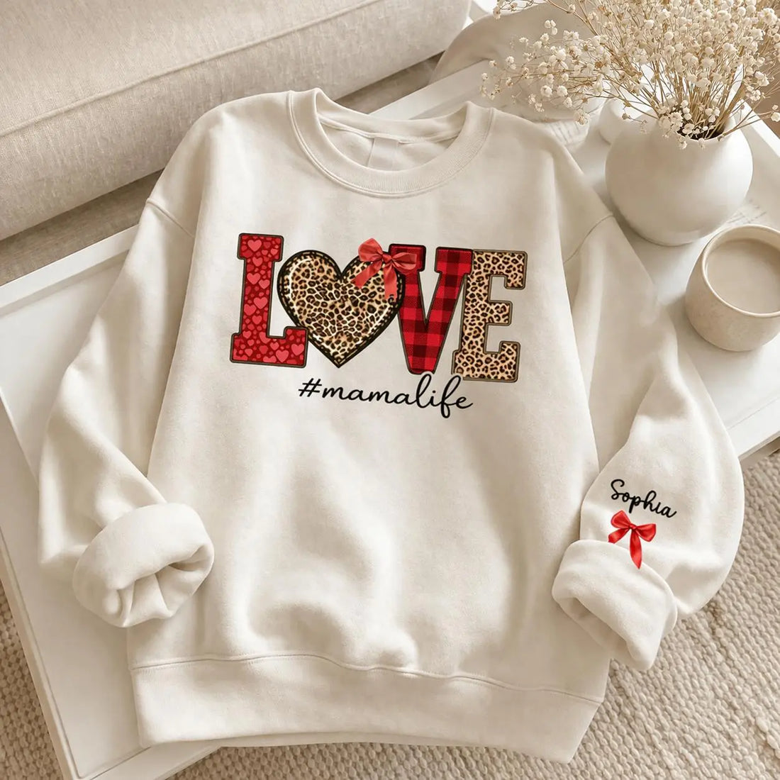 LOVE Mama Life Sweatshirt - Personalized Gift for Mom, Grandma Duconspace