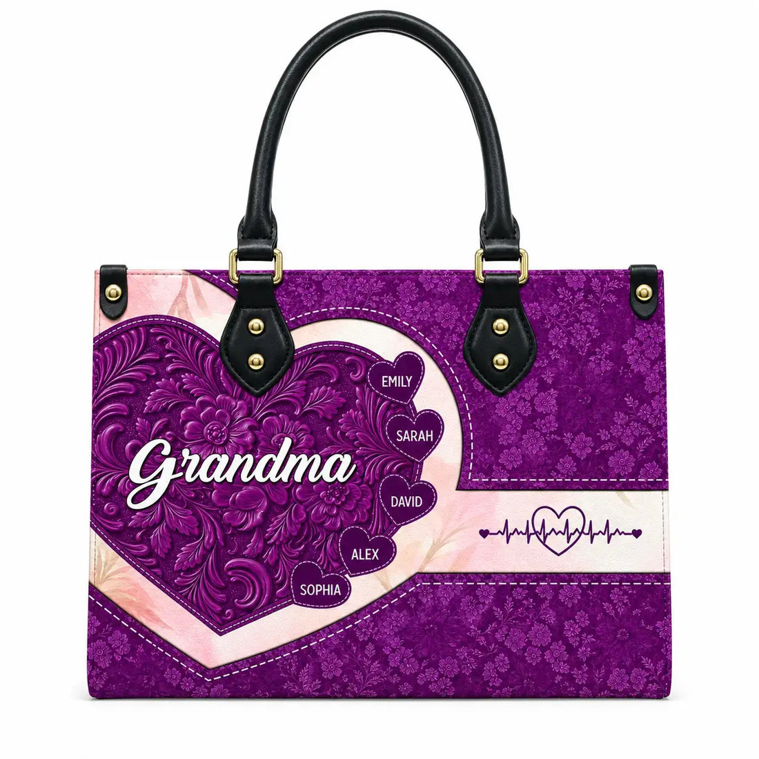 Leather Hand Bag Personalized Gift For The Grandma Duconspace