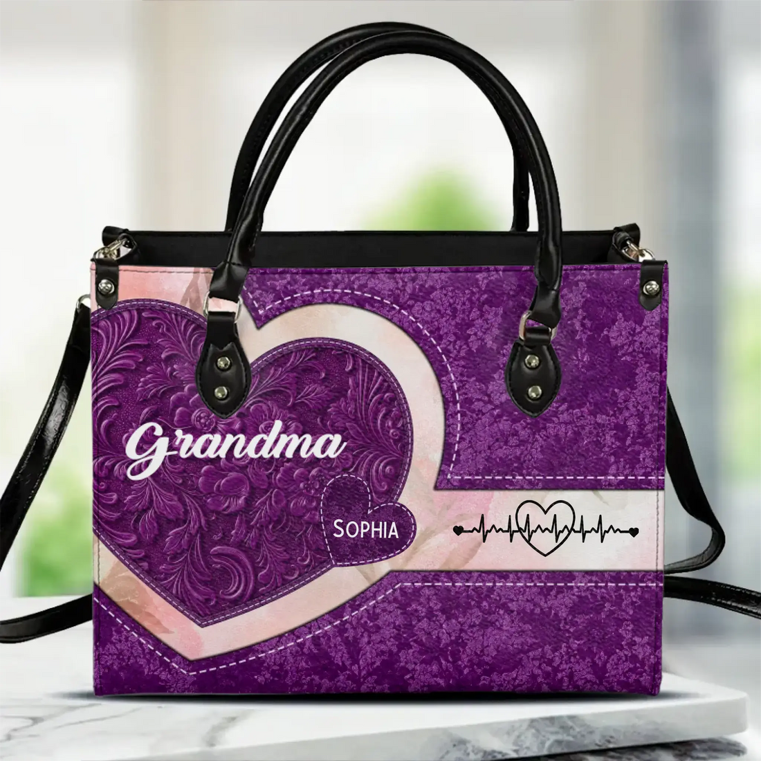 Leather Hand Bag Personalized Gift For The Grandma Duconspace