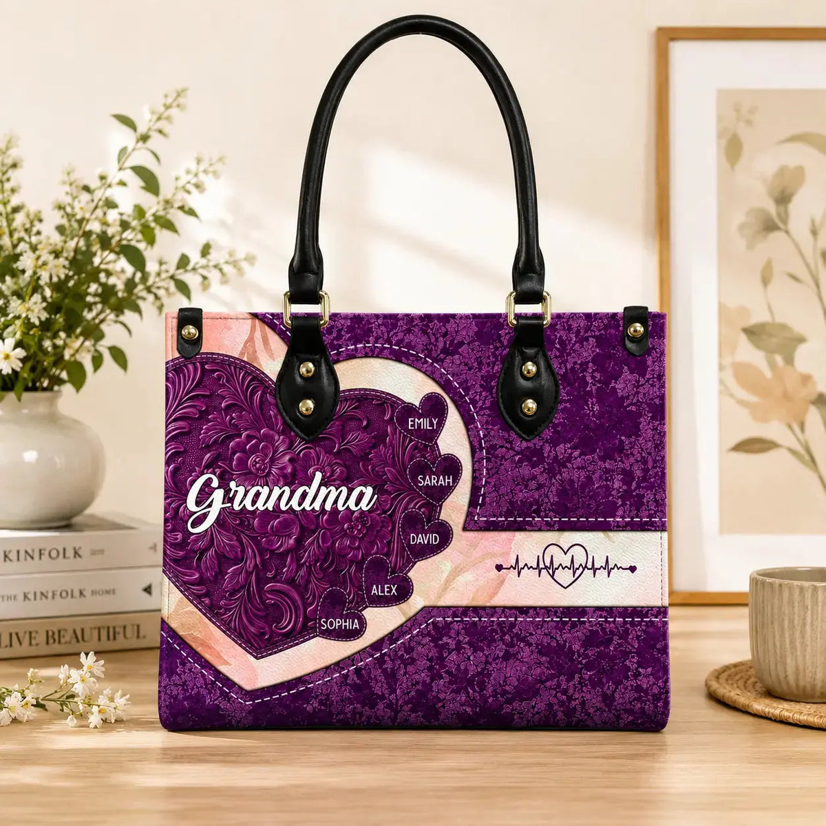 Leather Hand Bag Personalized Gift For The Grandma Duconspace