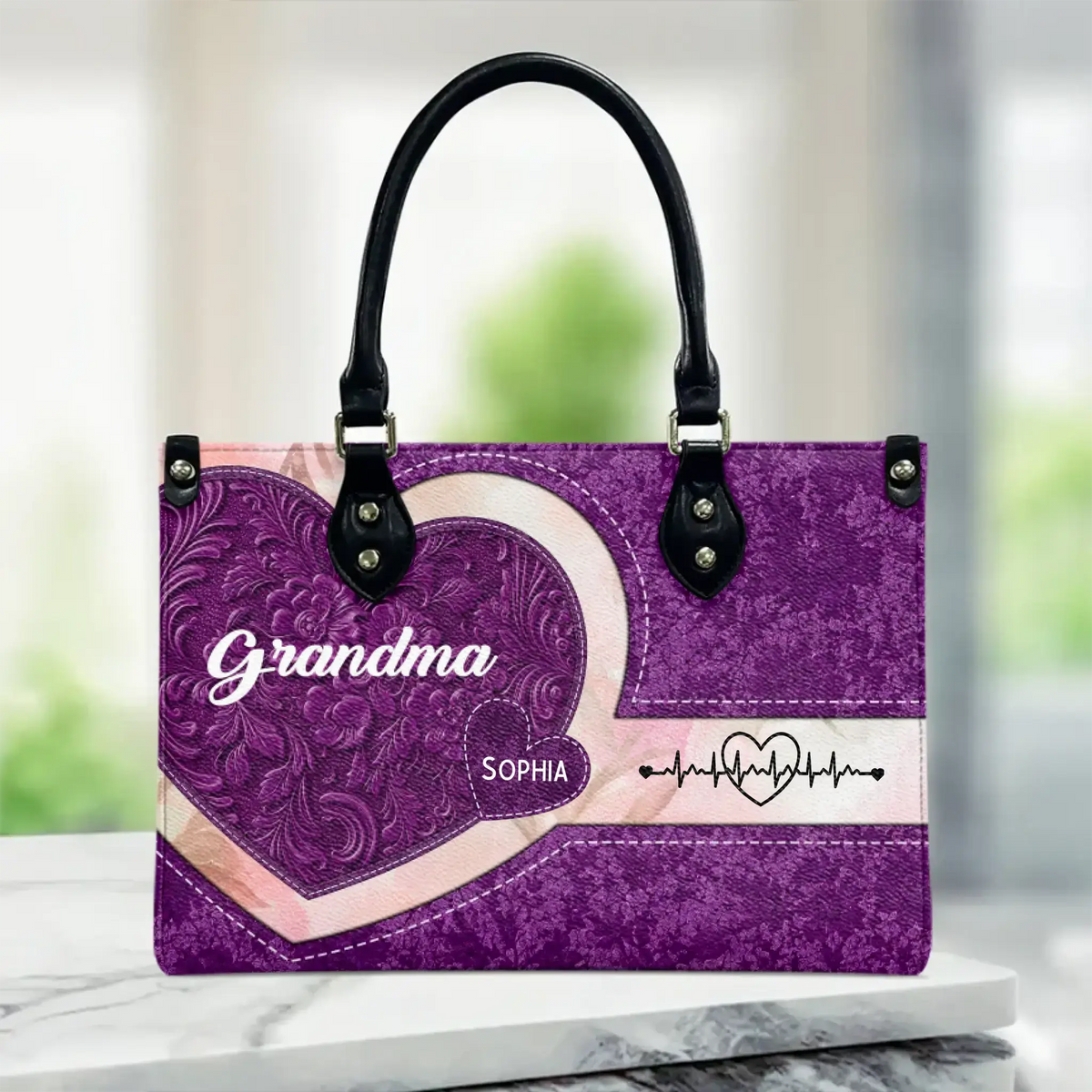 Leather Hand Bag Personalized Gift For The Grandma Duconspace