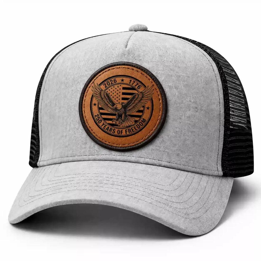 Leather Patch Trucker Hat 250 Years Freedom USA Duconspace