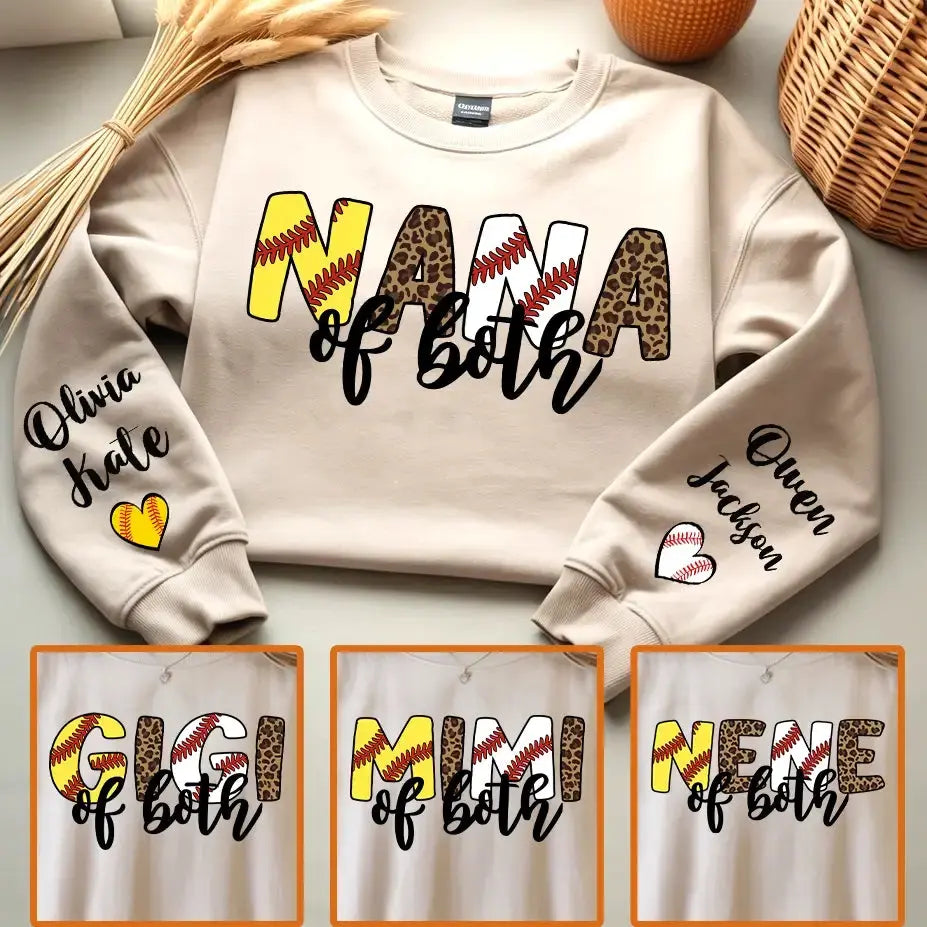 Leopard Nana Of Both Baseball Softball Grandma Mother's Day Sweatshirt Duconspace