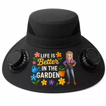 Life Is Better in the Garden Solar Cooling Fan Hat Duconspace