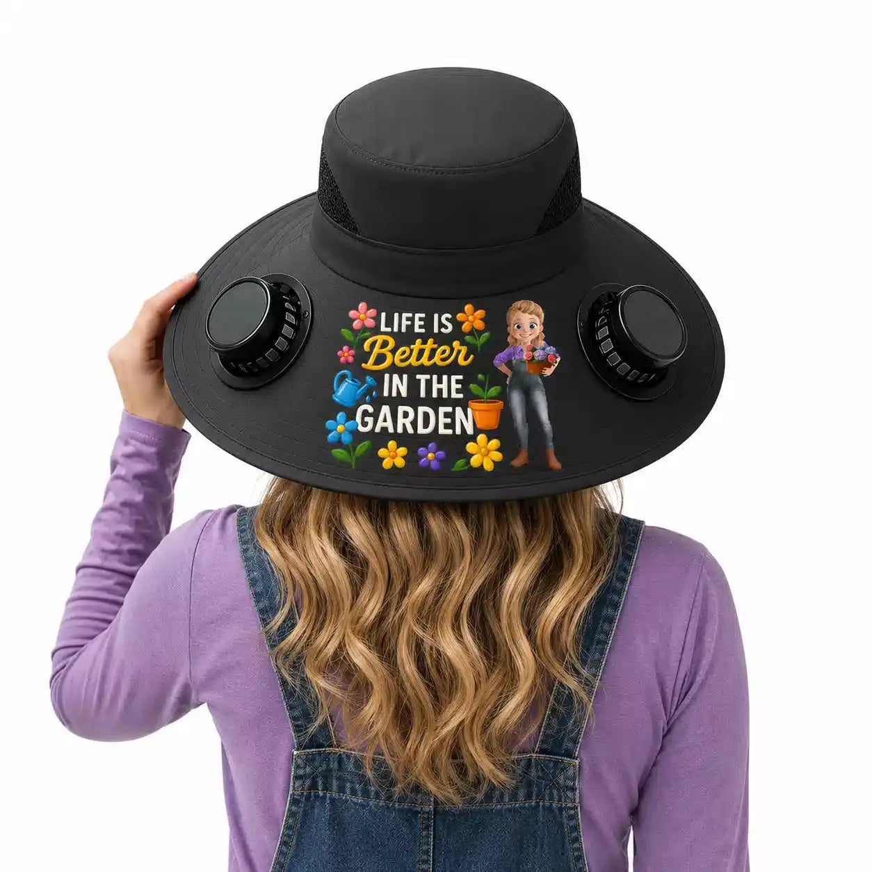 Life Is Better in the Garden Solar Cooling Fan Hat Duconspace