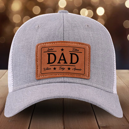 Limited Edition Dad Hat – Leather Patch Trucker Cap, Personalized Gift for Dad, Father's Day