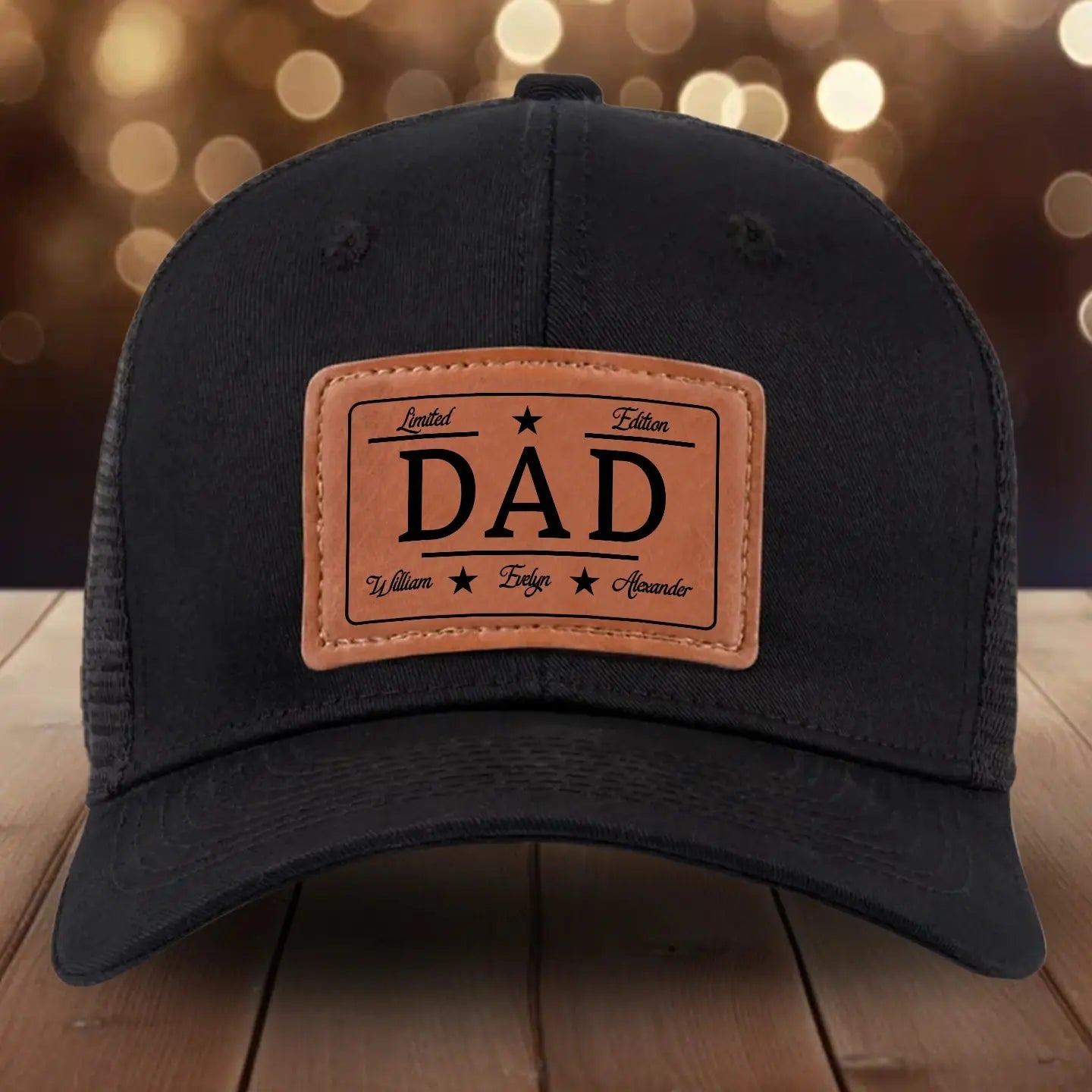 Limited Edition Dad Hat – Leather Patch Trucker Cap, Personalized Gift for Dad, Father's Day Printbelle