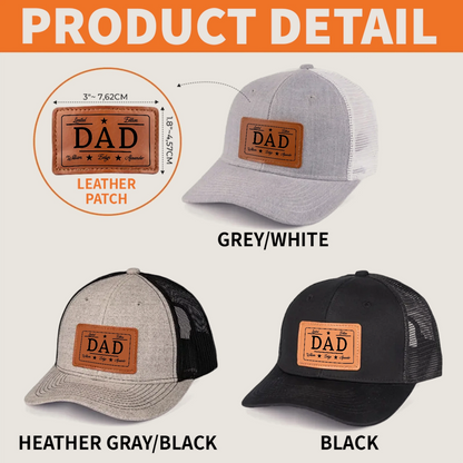 Limited Edition Dad Hat – Leather Patch Trucker Cap, Personalized Gift for Dad, Father's Day